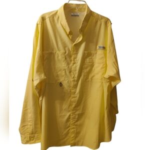 Columbia PFG Yellow Vented Breathable Long Sleeve Button Down Shirt Size…